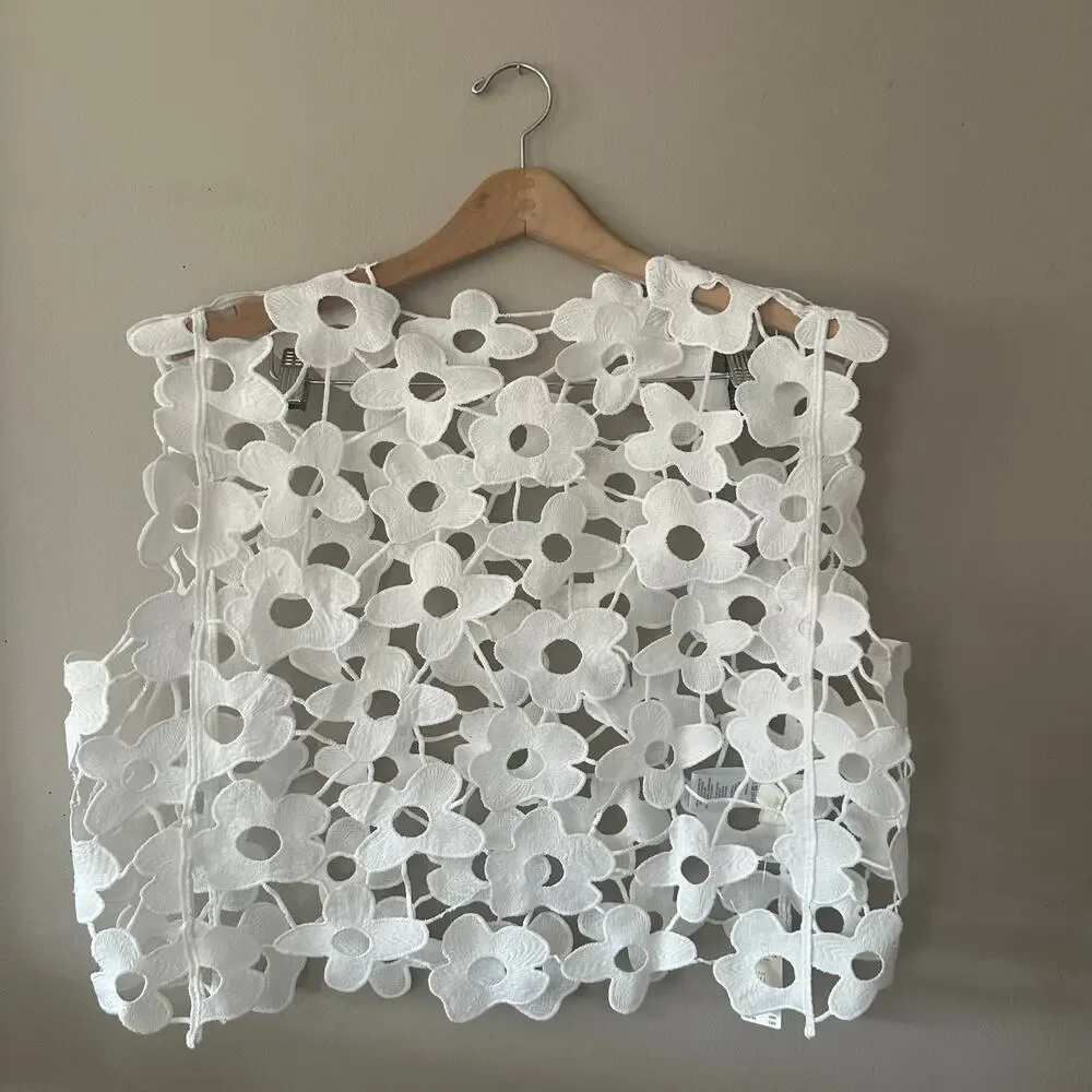 Anthropologie Maeve Maeve Floral Lace Vest OS NEW WITH TAGS - Picture 2 of 7